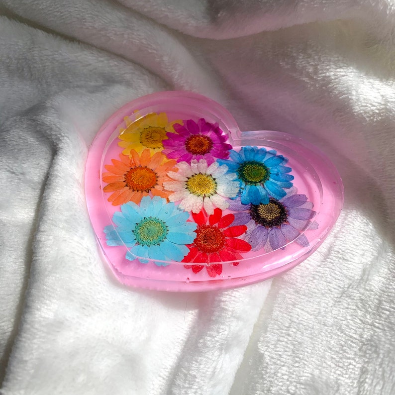 Trinket Tray Heart Trinket Dish Flower Tray Resin Trinket Tray