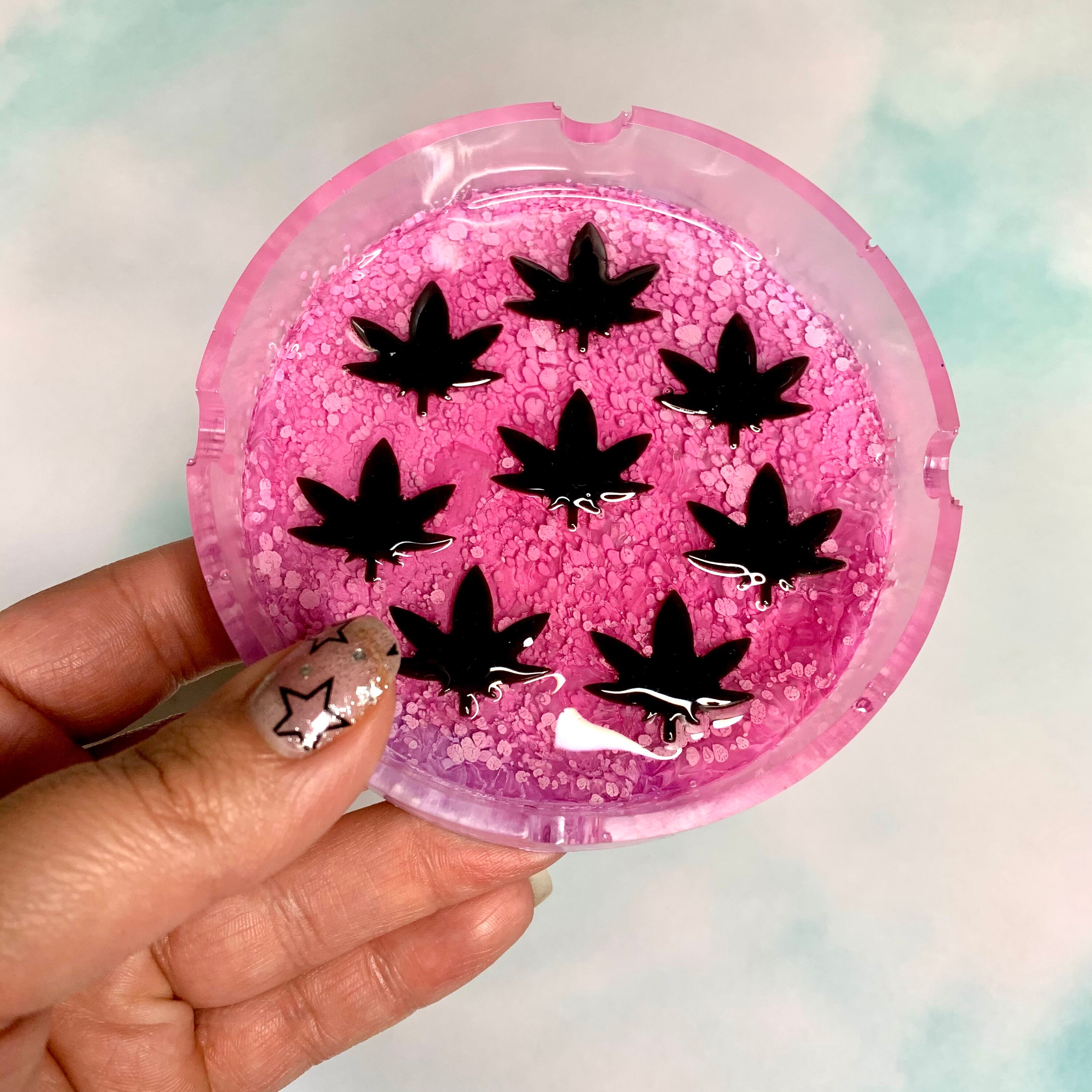 Pot Leaf Ashtray Circle Ashtray Alcohol Ink Ashtray Etsy
