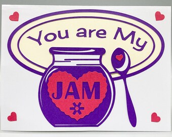 Karta "You Are My Jam": Zabawna kartka miłosna na Walentynki, kartka miłosna, kartka rocznicowa, zabawna kartka miłosna