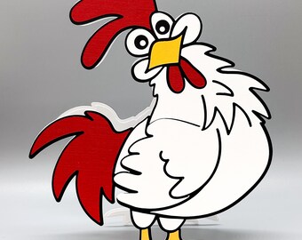 Karta z zabawnym kogutem, zabawna karta urodzinowa, karta Farmers, karta "Tylko kurczak w środku", karta urodzinowa, karta emerytalna, karta "Wracaj do zdrowia"