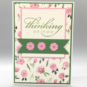 Carte "Pensée à vous" florale, Carte "Pensée à vous" fleurie, Carte "Pensée à vous" fleurie, Carte de l'amitié