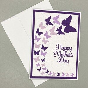 Carte violette pour la fête des mères, carte papillon pour la fête des mères, carte pour la fête des mamans, carte pour la fête des mères, carte pour belle-mère, carte pour maman d'accueil