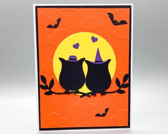 Karta miłosna z sową, upiorna karta, słodka karta na Halloween, zabawna karta na Halloween, karta rocznicowa, karta miłosna, karta jesienna, karta ślubna