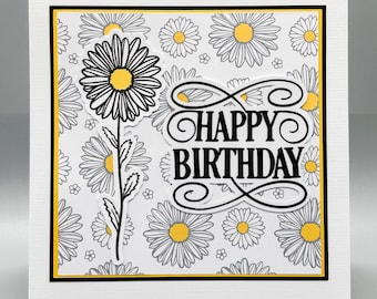 Kartka urodzinowa z motywem kwiatowym, kartka urodzinowa z motywem stokrotek