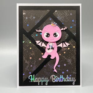 Dragon Birthday Card, Cute Dragon Card, Pink Dragon Birthday Card, Adorable Dragon Card, Birthday Card, Mythical Birthday Card, Magical Card
