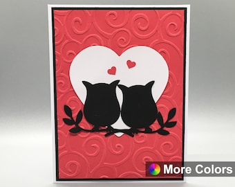 Karta miłosna z sową, Karta rocznicowa, Karta ślubna, Urocza karta miłosna, Urocza karta walentynkowa, Karta walentynkowa z sową,