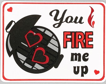 Karta You Fire Me Up, słodka karta walentynkowa, słodka karta miłosna, zabawna karta miłosna, karta urodzinowa, karta miłosna, karta rocznicowa