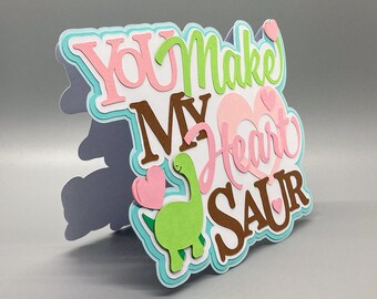 Słodka kartka z dinozaurem, kartka miłosna, dowcipna kartka walentynkowa, kartka z dinozaurem, kartka urodzinowa, kartka walentynkowa z dinozaurem, kartka na szczęśliwe walentynki