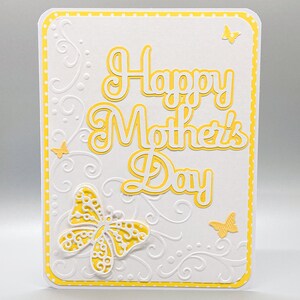 Carte de fête des mères heureuse, carte de fête des mères, carte de fête des mères, carte de fête des mères papillon, carte de fête des mères en relief, carte de fête des mères jaune