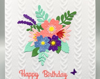 Carte d'anniversaire florale, carte de joyeux anniversaire, fleur d'anniversaire, belle carte d'anniversaire, jolie carte d'anniversaire, carte d'anniversaire de printemps