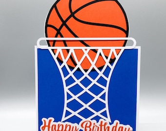 Karta urodzinowa z motywem koszykówki, karta urodzinowa, karta sportowa, karta do koszykówki dla kibiców
