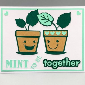 Carte amour, jolie carte, carte d'anniversaire, carte plante, carte menthe pour être ensemble, carte plante Saint Valentin, carte de Saint Valentin petit chien,
