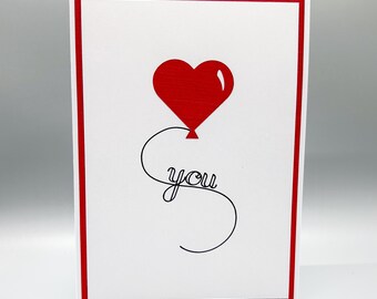 Karta miłosna, karta walentynkowa, karta z balonikiem w kształcie serca, romantyczna karta, karta z wyrazem miłości, karta rocznicowa, słodka karta walentynkowa, słodka karta miłosna
