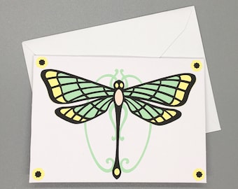 Dragonfly Greeting Card,  Dragonfly Note Card, Elegant Bug Card, Elegant Card, All Occasion Card, Pretty Card