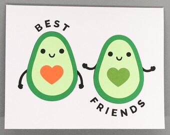 Karta z najlepszymi przyjaciółmi, Karta z awokado, Karta na Dzień Matki, Karta na Galentynki, Karta miłosna, Karta z najlepszą przyjaciółką, Karta dla przyjaciółki, Słodka karta dla przyjaciółki