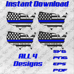 Back The Blue Police Badge & Sheriff Star American Flag SVG Vector