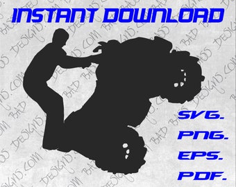 ATV Four Wheeler Wheelie SVG Vector Clipart eps. png. pdf.