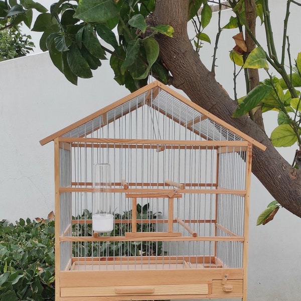 Handmade wooden Bird house / bird cage. Canary house. Canaries cage. Small birds house. Garden decoration. Parrot cage. Parrot house.