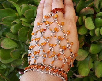 Finger bracelet. Slave bracelet. Ring bracelet. Ring chain bracelet. Hand chain bracelet with ring. Beaded bracelet glove. Indian bracelet.