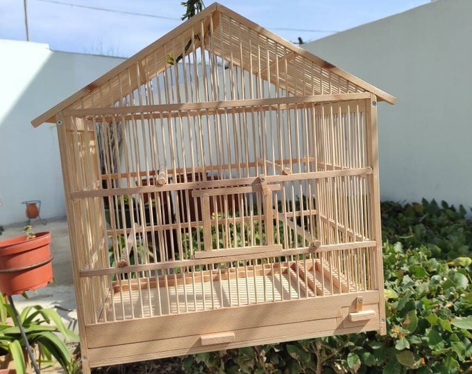 Handmade Wooden Bird House / Bird Cage. Canary House. Canaries Cage. Small Birds House. Garden