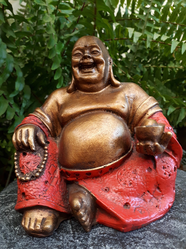 Resin laughing Buddha statue. Fat Buddha resin figurine. Happy Etsy