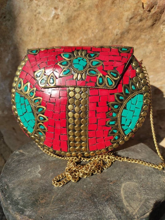 New African Attire Beautiful Trendy Collection Metal Clutch Designer Handbag  Stone Beaded Work For Women - African Boutique