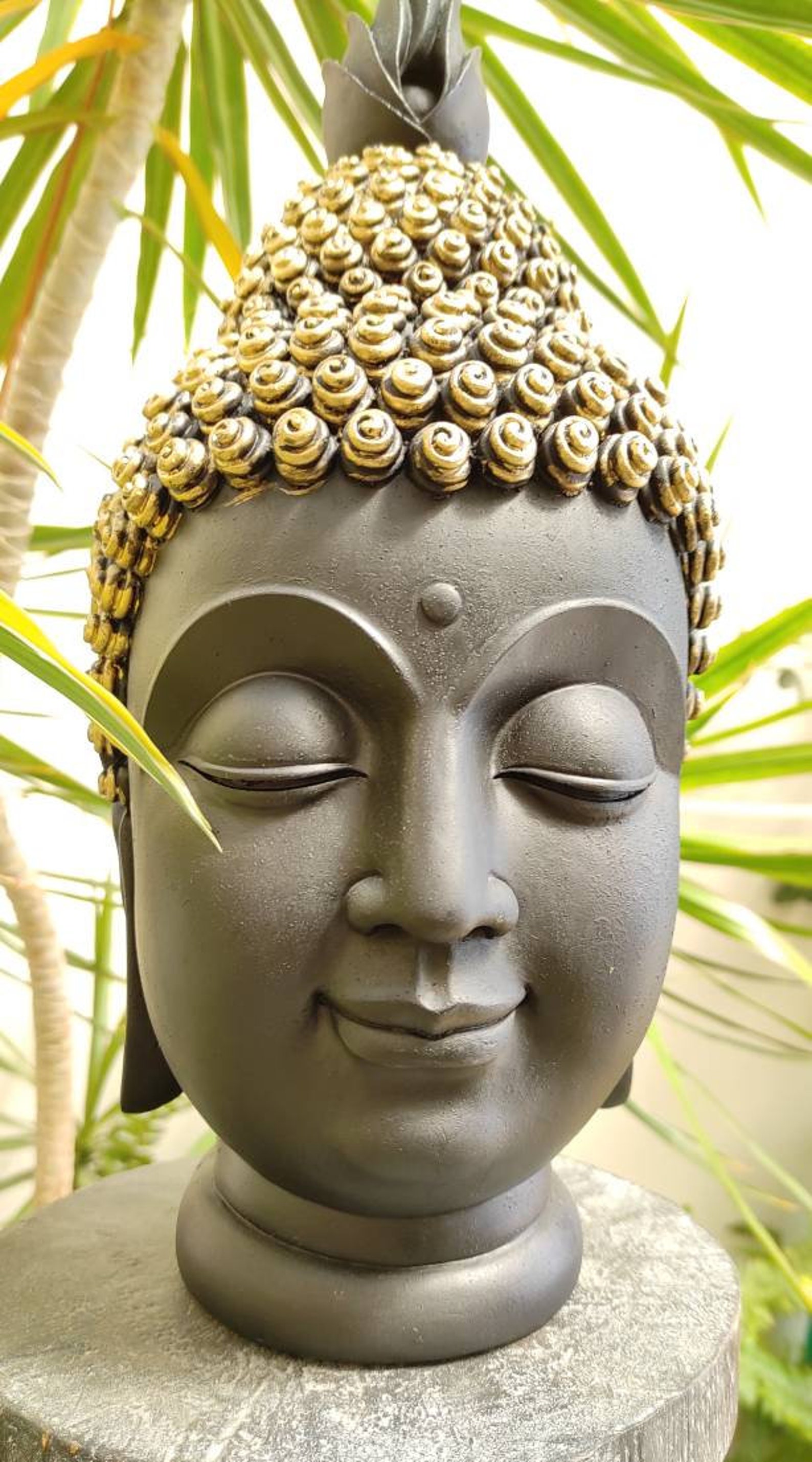 Large Indian/Tibetan Buddha head statue 15'' 38cm. | Etsy