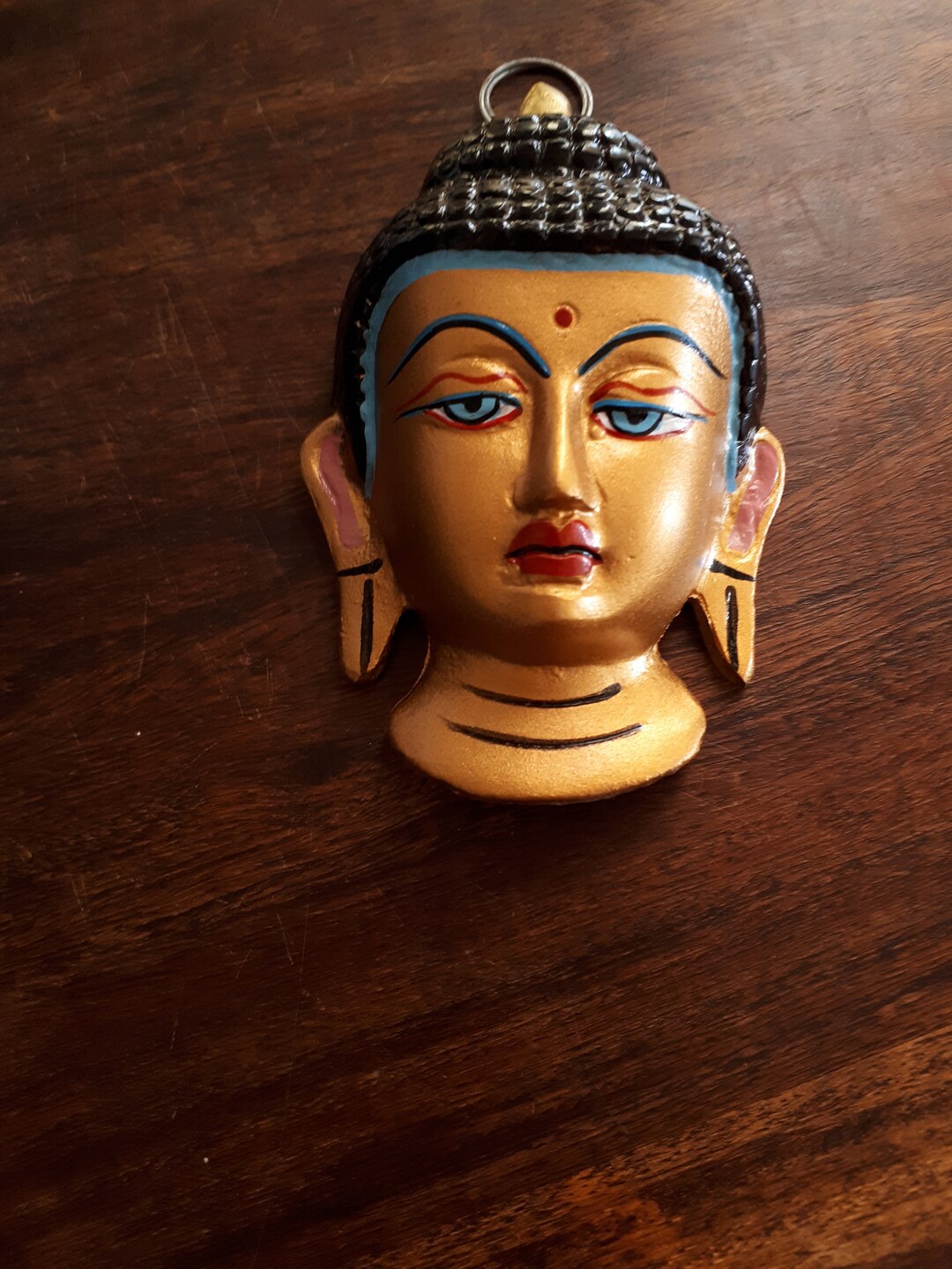 Painted Brass Buddha Head Wall Hanging. 13cm Buda Head Wall Etsy