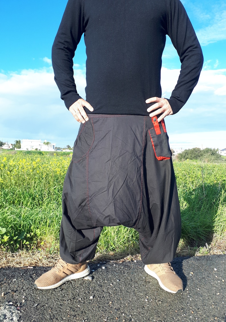 Cotton harem pants Unisex drop crotch cotton trouser Harem trouser for him her One size afgan pants Comfortable wide baggy yoga pants