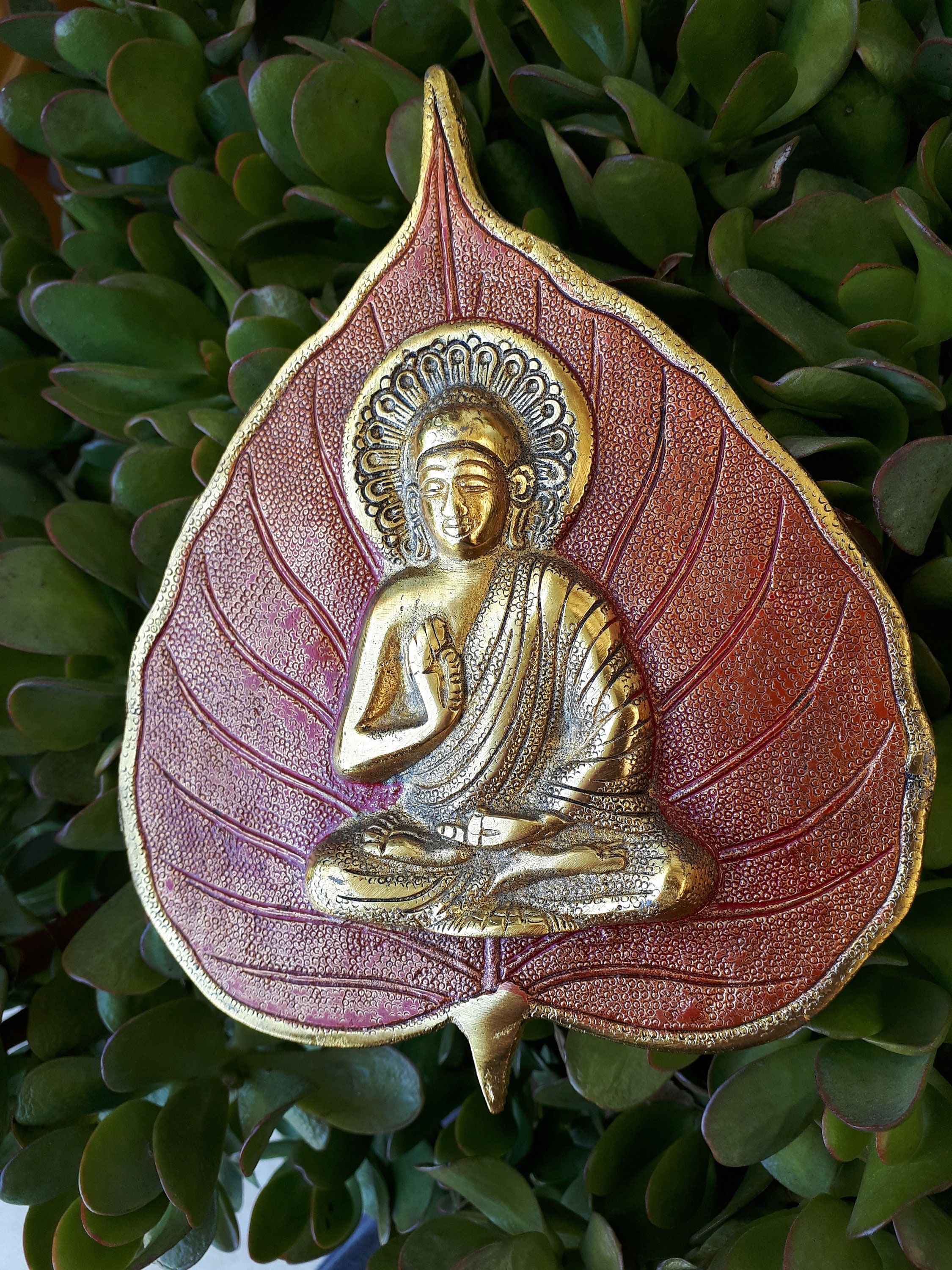 Sitting Buddha painted brass wall hanging. 20cm Metal Buda Etsy