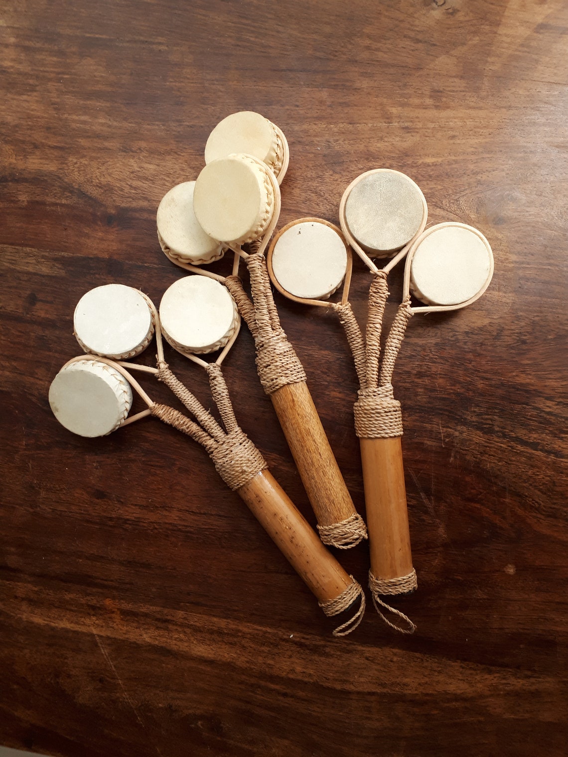 Rattle seed shaker music instrument. Bamboo leather and seed Etsy