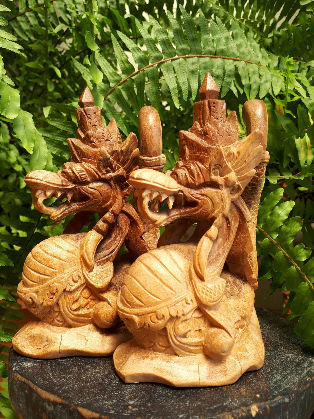 Handcarved Wooden Dragon Statue 16cm Tall. Wood Dragon Etsy