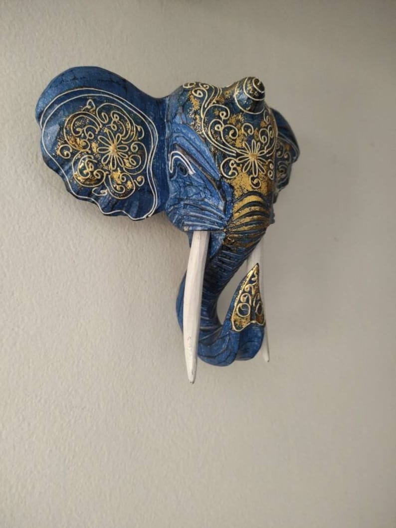 Elephant Wall Hanging. Hand-carved and Painted Wooden Elephant - Etsy