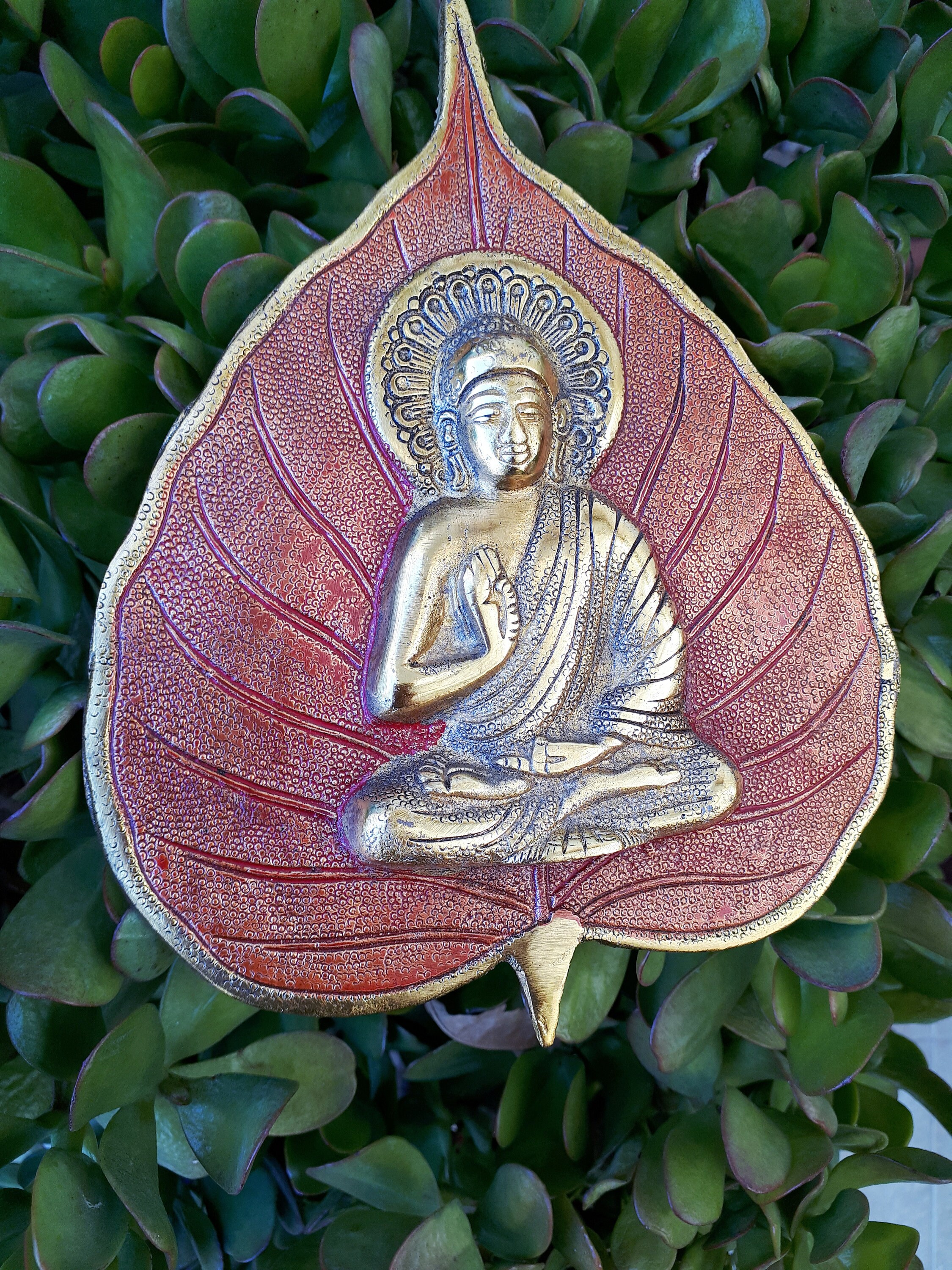 Sitting Buddha painted brass wall hanging. 20cm Metal Buda Etsy