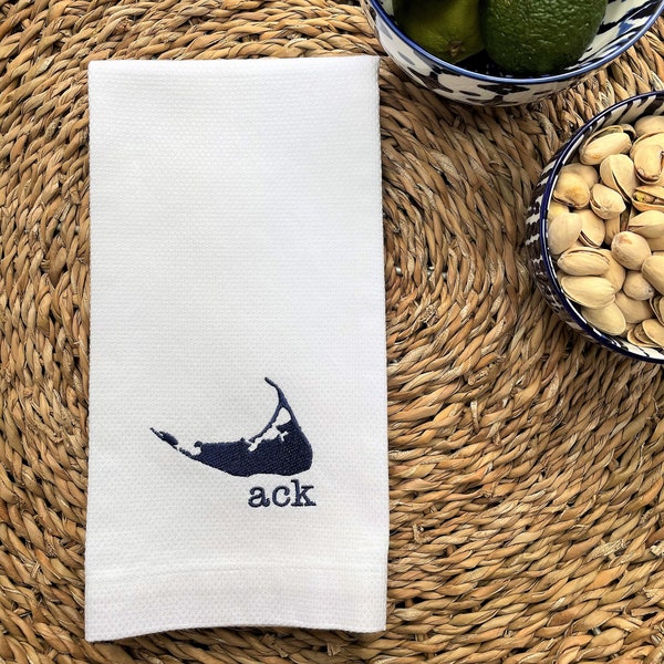 Toalla de cocina Nantucket / Toalla de manos bordada ACK