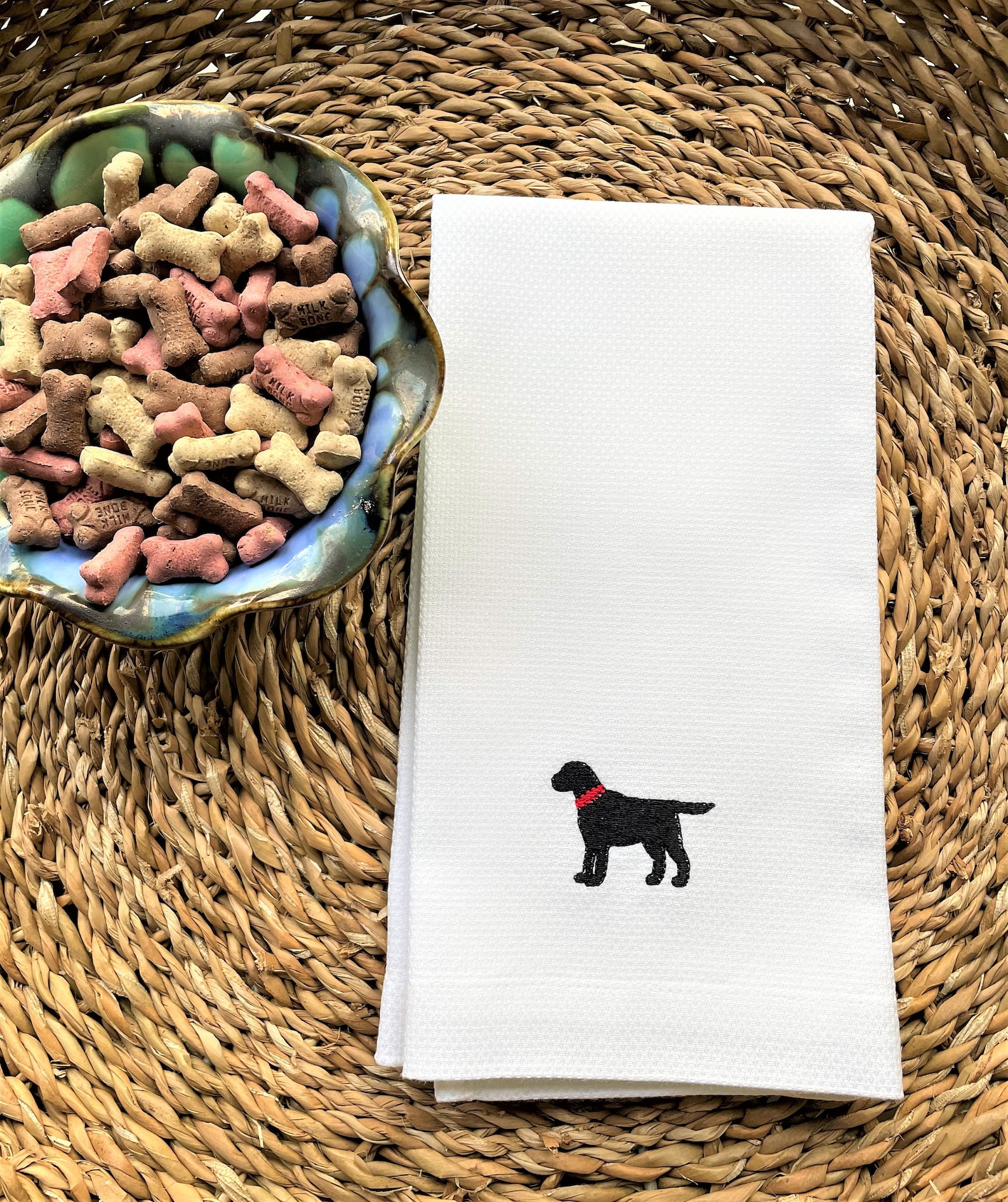 Black Lab Kitchen Towel | Embroidered Hand Towel | Maine Dish Towel