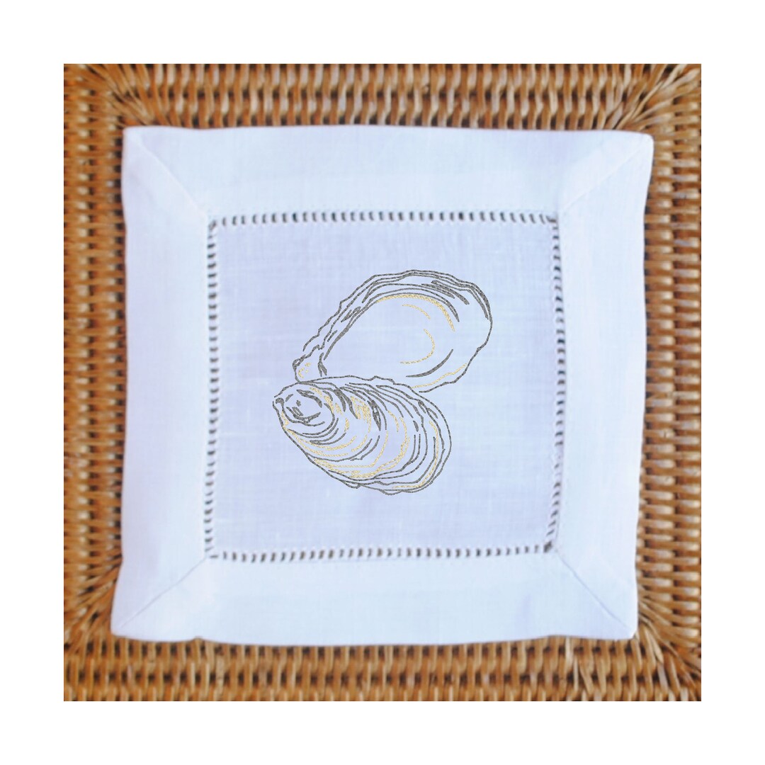 Colorful Oysters Mixed Linen Cocktail Napkin Set