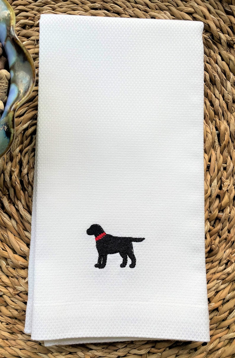 Black Lab Kitchen Towel Embroidered Hand Towel Maine Dish Towel Etsy