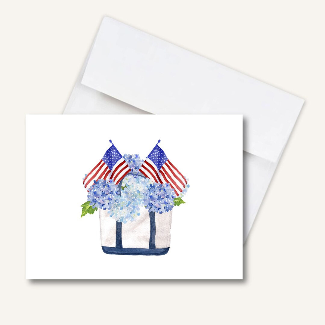 Stationery Folded Notecards Patriotic Tote stationary Etsy