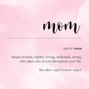 Immagine per la festa della mamma con definizione originale di mamma - Il regalo perfetto - Scarica l'immagine - Arte digitale - Card