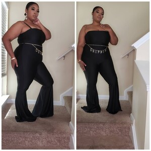 Bellbottom flares Jumpsuit, Dripping, 70s Jumpsuit,  Velvet Jumpsuit, Black Jumpsuit