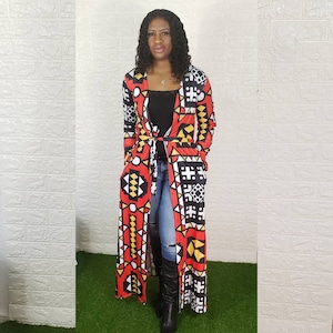 Geometrisches Afrikanisches Print Kleid, Vintage 80er Jahre Geometrisches Kleid