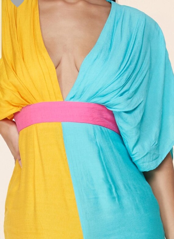 knee length dresses for ladies Color Block V-Neck Women Maxi Dress To Floor Long Beach Robe African P main image 1
