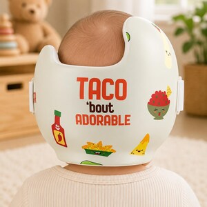 Taco Baby Helmet Wrap Decal, Cute Food Theme Cranial Helmet Sticker, Custom Name DOC Band, Taco Bout Adorable Design