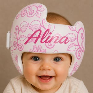 Rosa Blumen Helm Wrap | Einfaches Blumen-Gekritzel-Design