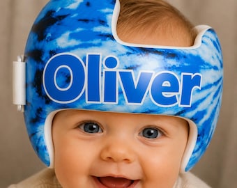 Deep Blue Tie Dye Helmet Wrap | Watercolor Shibori Design