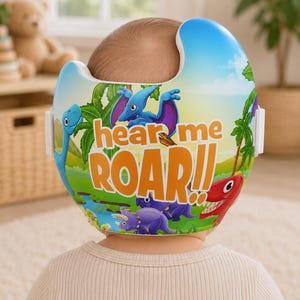 Dinosaurier Baby Helm Wrap Aufkleber, Hör mich Roar Schädel Helm Aufkleber, Niedlicher Dino Thema DOC Band Wrap, Kleinkind Helm Design