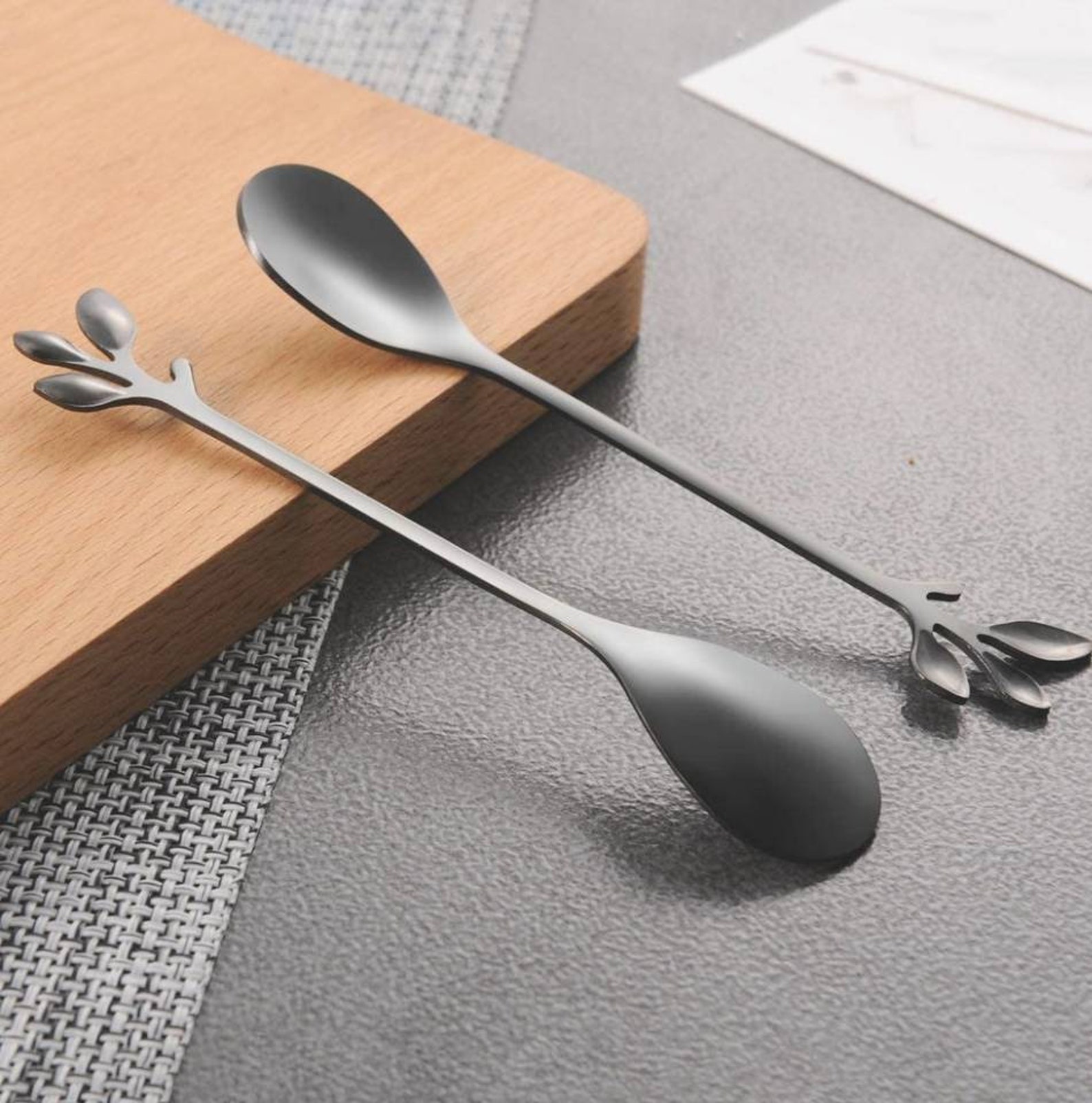 Leaf Tea Spoon Stainless Steel Stirring Spoon Etsy