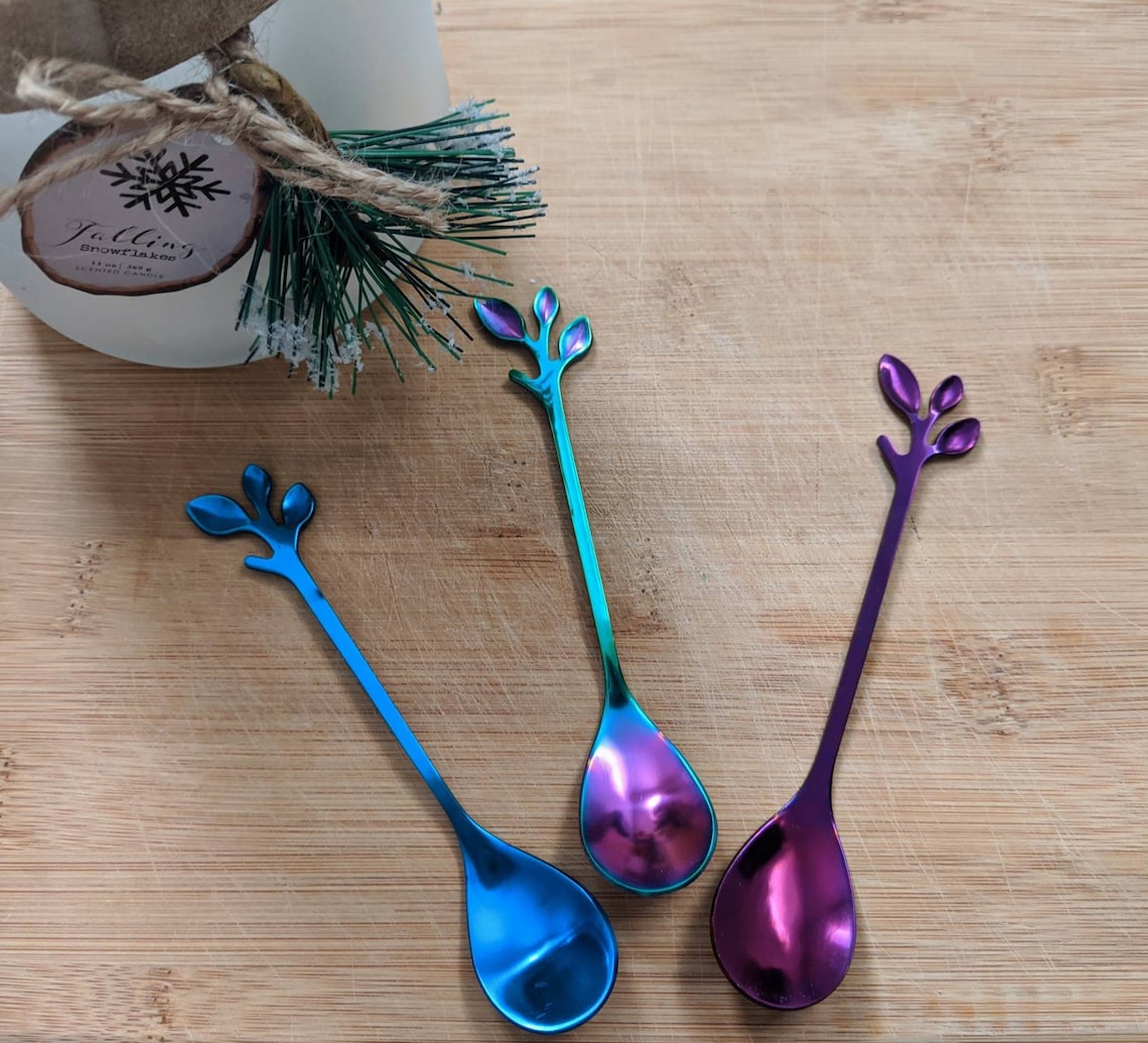 Leaf Tea Spoon Stainless Steel Stirring Spoon Etsy