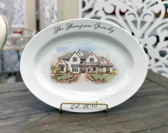 Large House Platter, Housewarming Gift, Christmas Gift for Families, First Home Gift, Our First Home Platter, Fathers Day Gifts